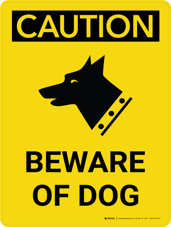 Caution: Beware of Dog Portrait with Icon - Wall Sign