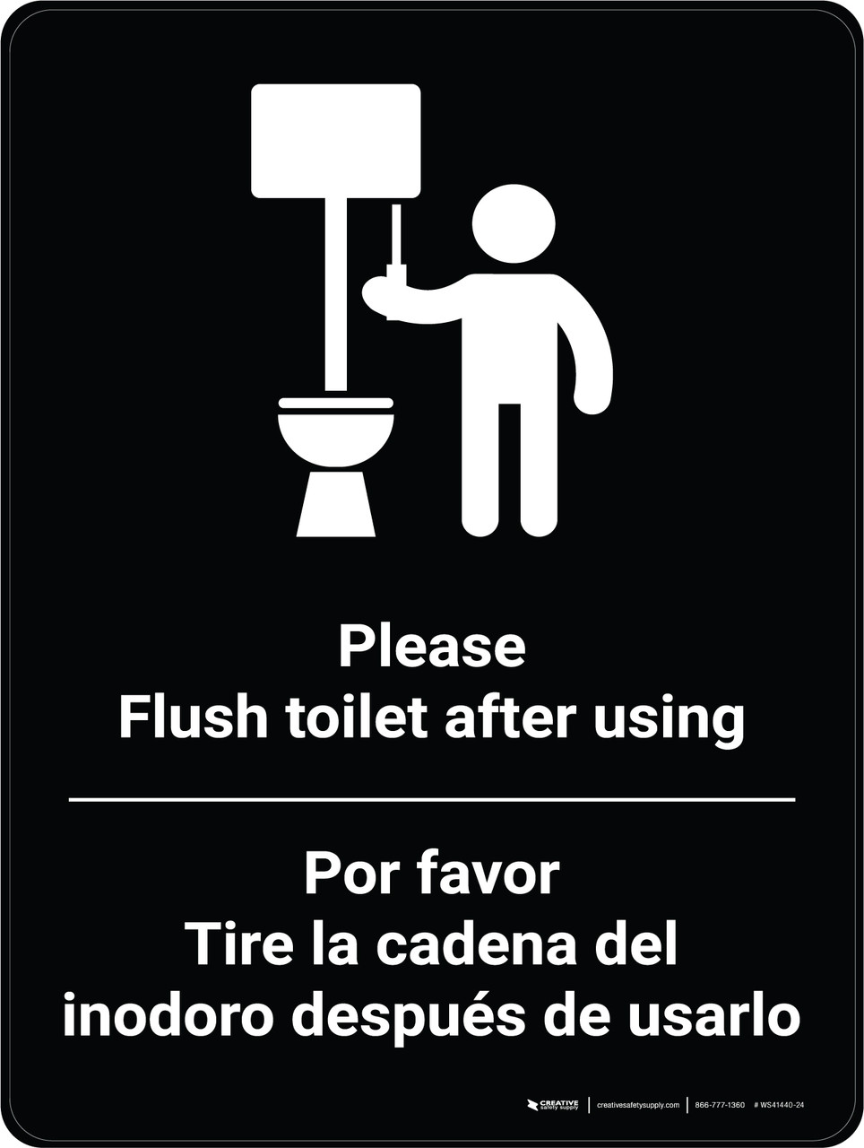 Please Flush Toilet After Using Bilingual Spanish With Icon - Wall