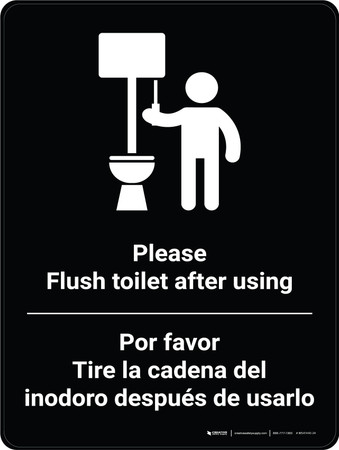 Please Flush Toilet After Using Bilingual Spanish With Icon - Wall