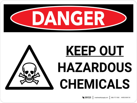 Danger: Keep Out - Hazardous Chemicals Landscape with Graphic - Wall Sign