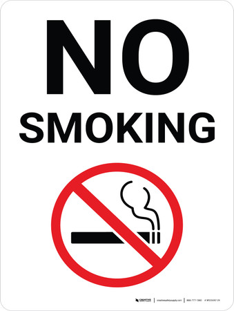 No Smoking White Portrait with Graphic - Wall Sign