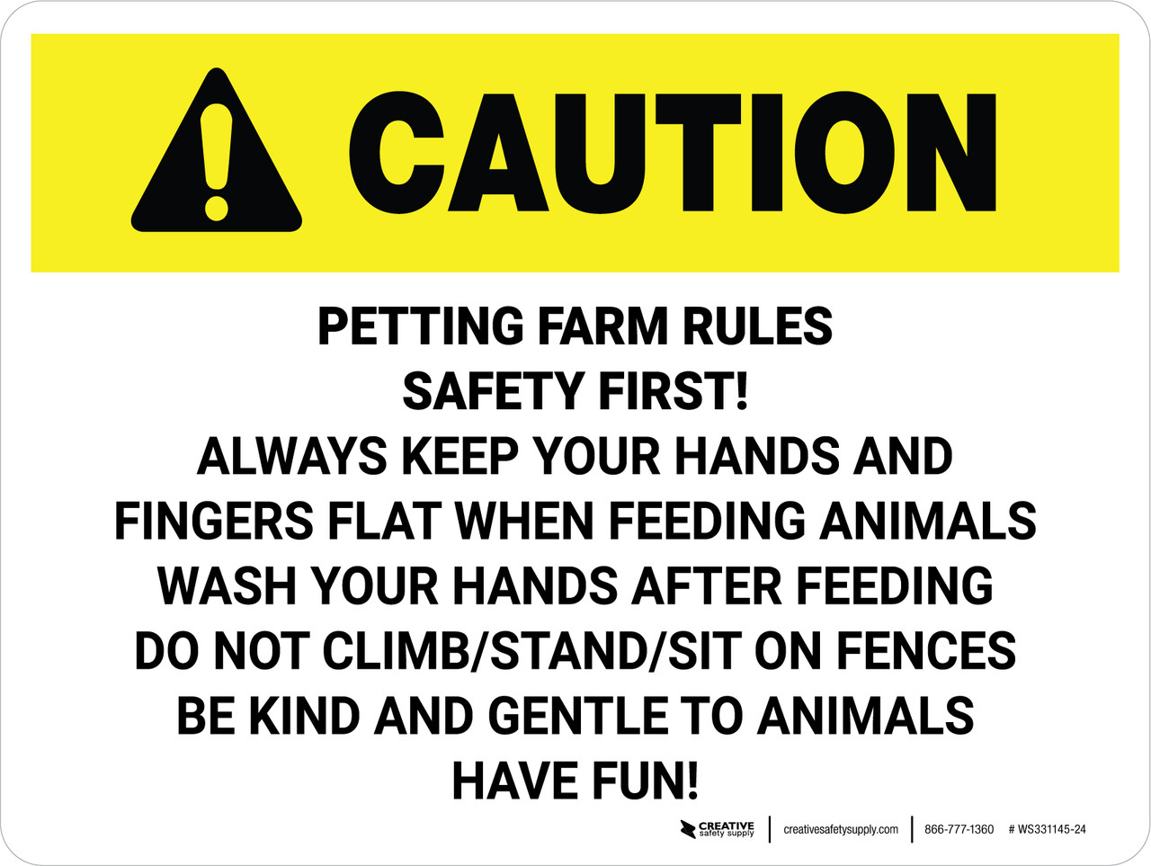 Caution: Petting Farm Rules Safety First Landscape - Wall Sign
