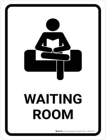 Waiting Room White Portrait - Wall Sign