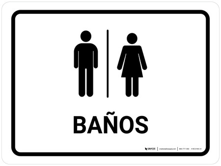 Restrooms White Spanish Landscape - Wall Sign