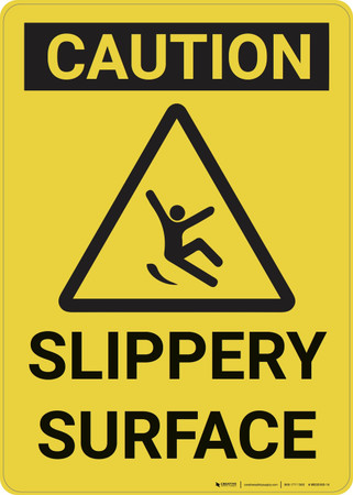 Caution: Slippery Surface Caution - Wall Sign