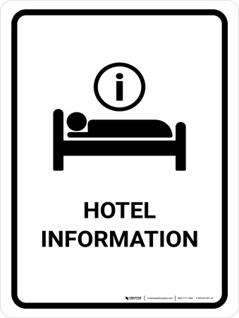 Hotel Information White Portrait - Wall Sign