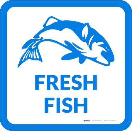 Fresh Fish with Icon Square - Floor Sign