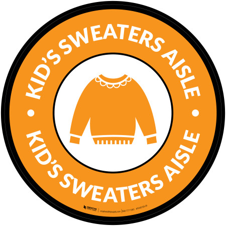 Jr Clothes Sign Kids Sweaters Aisle with Icon Circle - Floor Sign