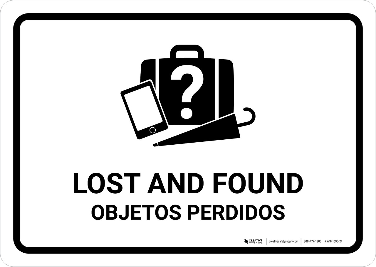 Lost And Found White Bilingual Spanish Landscape - Wall Sign