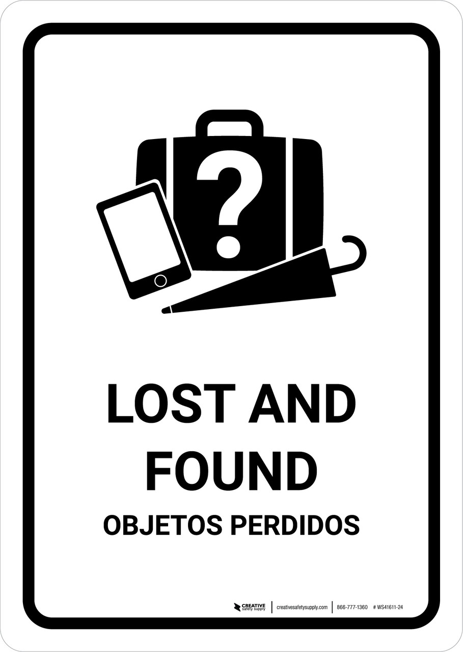 Lost And Found White Bilingual Spanish Portrait - Wall Sign
