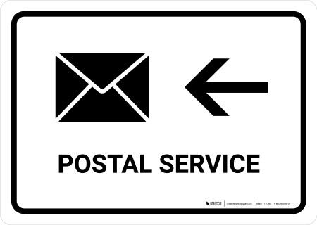 Postage Available. Sign Postal Service With Left Arrow White Landscape - Wall Sign