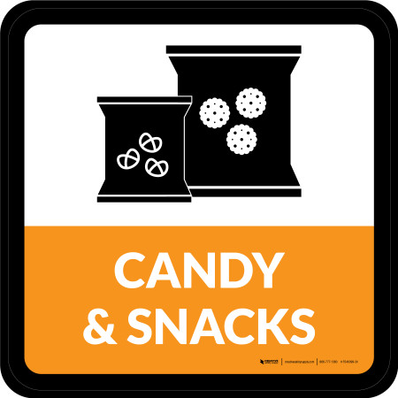 Store Sign Snacks Candy & Snacks Square - Floor Sign