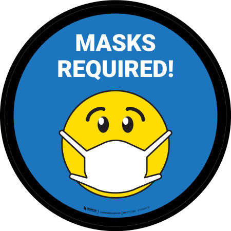 Masks Required Blue Circular - Floor Sign