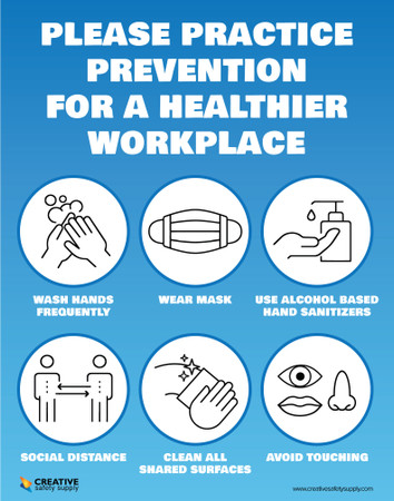 Practice Prevention for Healthier Workplace Covid-19 - Poster