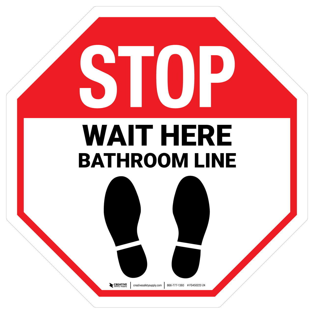 wait-here-bathroom-line-white-stop-floor-sign for Free Printable Occupied Vacant Sign Printable Wait Here - Bathroom Line White Stop - Floor Sign for Free Printable Occupied Vacant Sign Printable