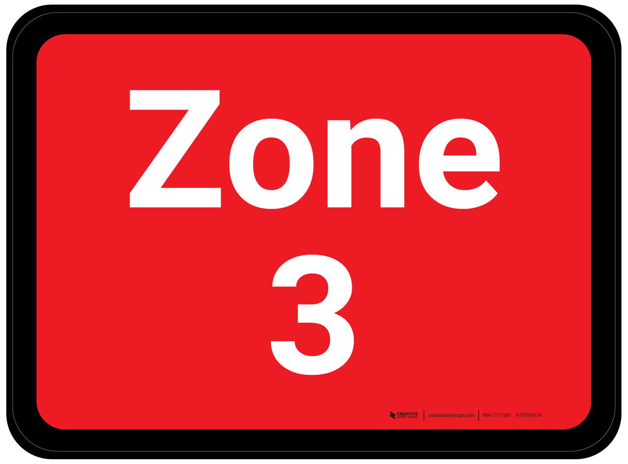 Zone 3 - Red Rectangle - Floor Sign | Creative Safety Supply