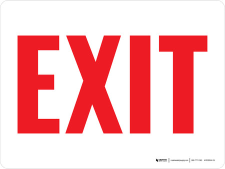 Exit Red Text Landscape - Wall Sign