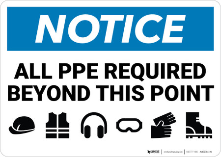 Notice: All PPE Required Beyond This Point - Wall Sign