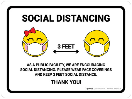 Round Emoji Set of 3 Social Distancing Floor Signs