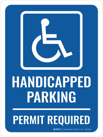 Handicapped Parking Permit Required Portrait - Wall Sign