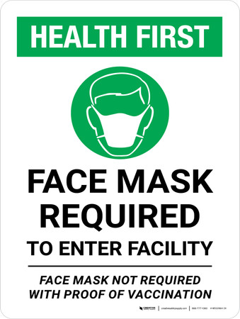 Health First: Face Mask Required To Enter Facility - Face Mask Not ...