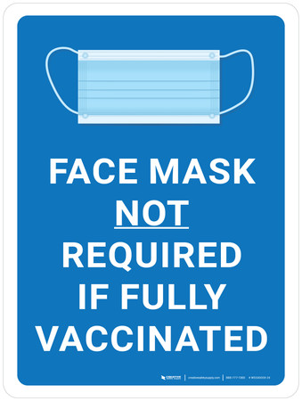 Face Masks Not Required If Fully Vaccinated With Icon Blue Portrait