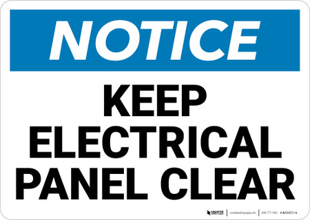Remove Panel Sign Notice: Keep Electrical Panel Clear - Wall Sign
