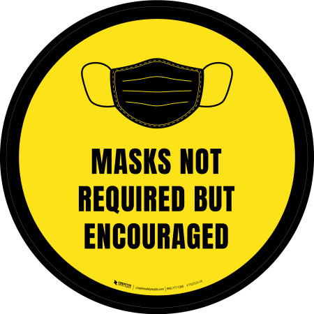 masks not required but encouraged yellow floor sign creative safety