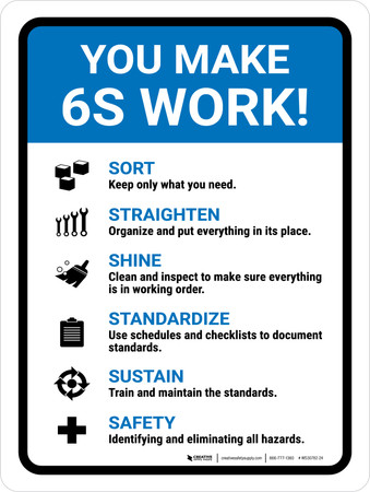 You Make 6S Work Portrait - 6S Safety Wall Sign