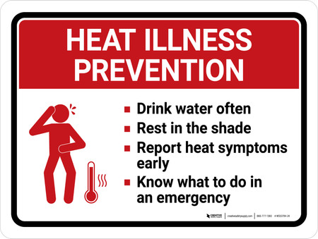 Heat Illness Prevention Landscape - Wall Sign