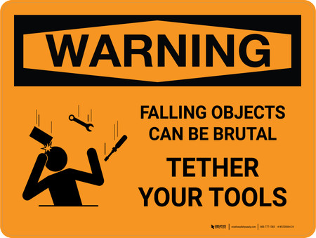 Warning: Falling objects can be brutal Landscape - Wall Sign