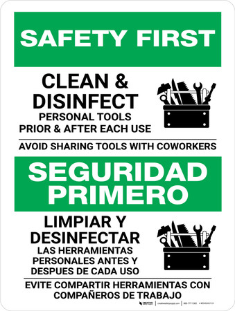 Safety First: Clean & Disinfect Personal Tools Bilingual Spanish ...