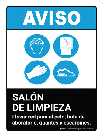 Aviso - Ropa de Sala Limpia EPI - Wall Sign