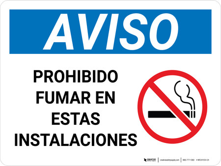 Cartel prohibido fumar horizontal