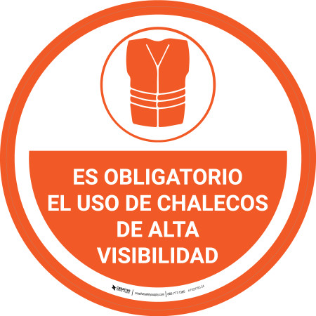 Es Obligatorio El Uso De Chalecos De Alta Visibilidad Circular Floor Sign Es Obligatorio El Uso De Chalecos De Alta Visibilidad Circular Floor Sign