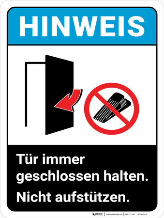 Aufkleber „Bitte Tür Geschlossen Halten!“ - Selbstklebend, Schwarz, In Verschiedenen Größen (20x30 Cm)