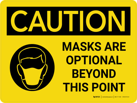 Caution: Mask Are Optional Landscape - Wall Sign