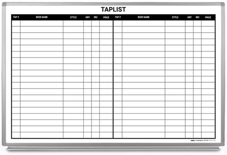 Tap List Dry Erase Board