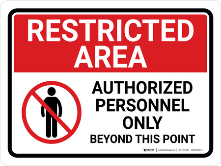 Restricted Area: Authorized Personnel Only Beyond This Point with Icon ...