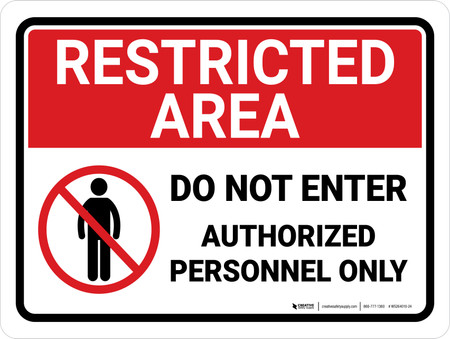 Restricted Area: Do Not Enter with Icon Landscape - Wall Sign