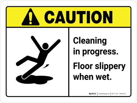Caution: ANSI Cleaning In Progress Landscape - Wall Sign