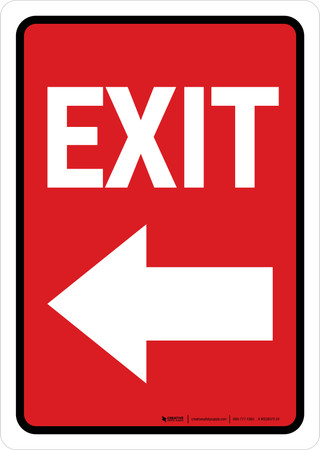 Exit Left Arrow Red Portrait - Wall Sign