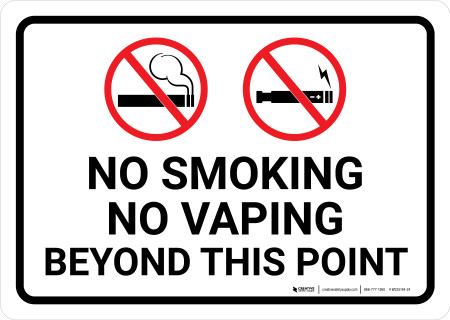 No Smoking No Vaping Beyond This Point with Icons Landscape - Wall Sign