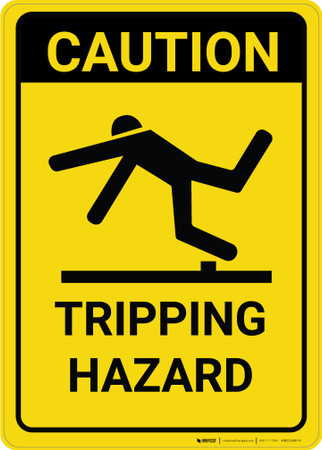 Caution: Tripping Hazard with Graphic Vertical - Wall Sign