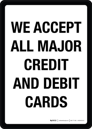 we accept credit card signs