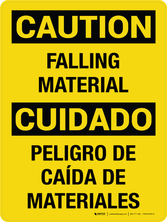 Caution: Falling Material Bilingual Spanish - Wall Sign