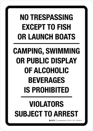 Not Except Fish No Trespassing Except To Fish Or Launch Boats Portrait - Wall Sign
