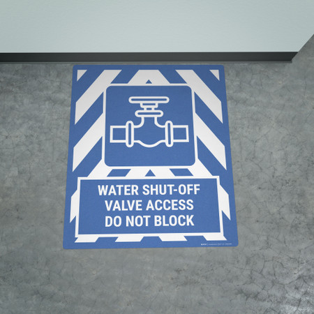 Water Shut-Off Valve Access Do Not Block Portrait - Large Floor Sign