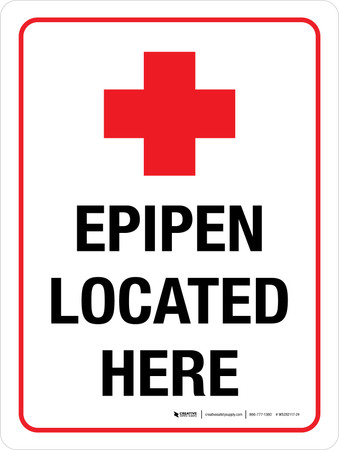 Epipen - Located Here Portrait - Wall Sign | Peel-and-Stick