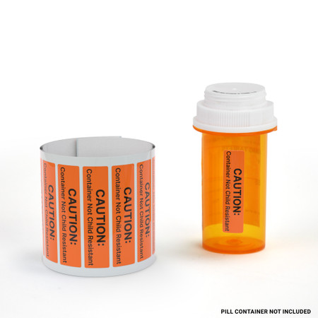 Caution Container Not Child Resistant Medication Pharmacy Warning Labels  .5 x 1.5